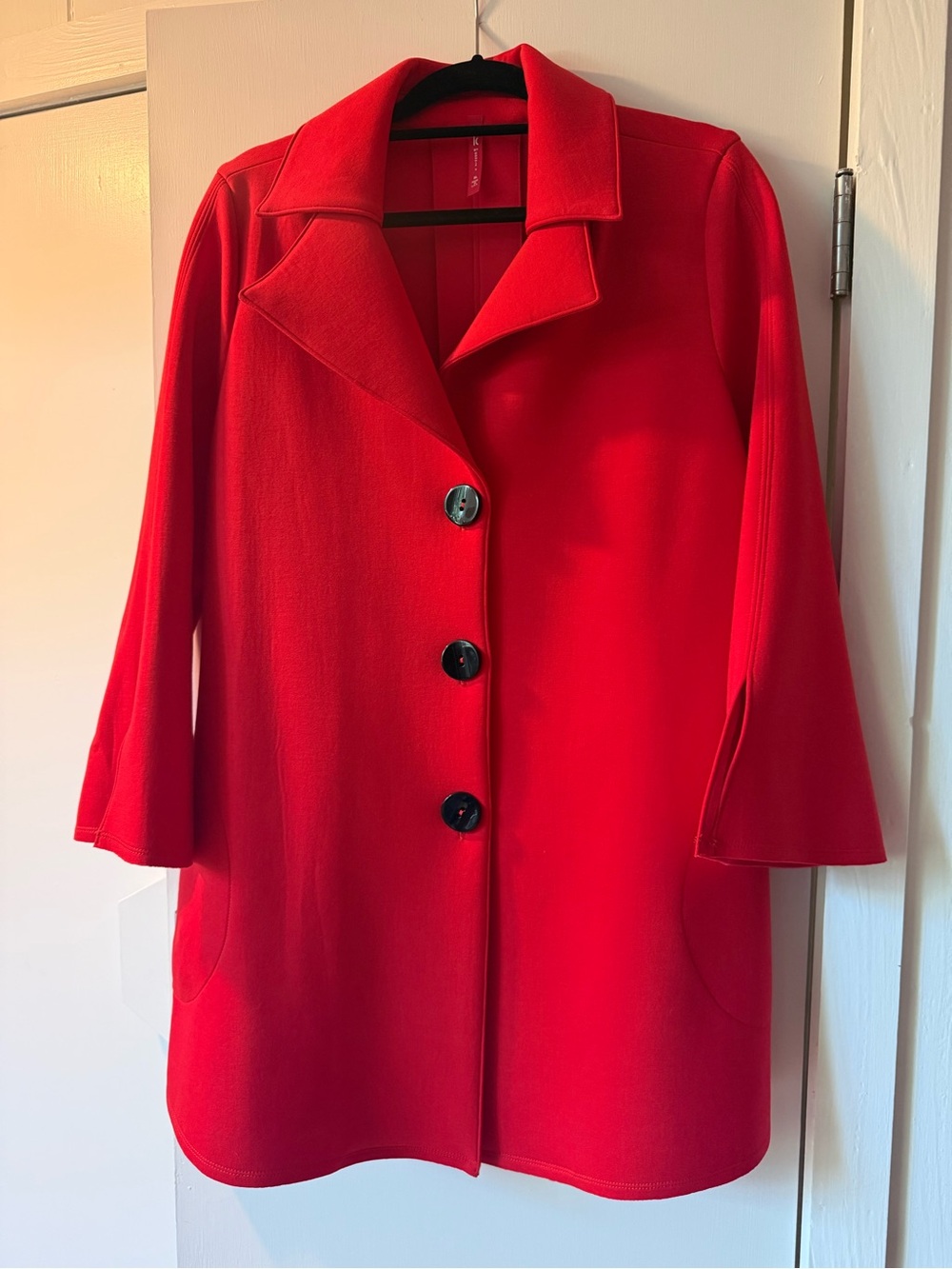 IC Collection Classic Red Women's Button-Front Car Coat